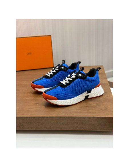 Cheap Reps Hermes Heros Sneakers in Blue Technical Knit