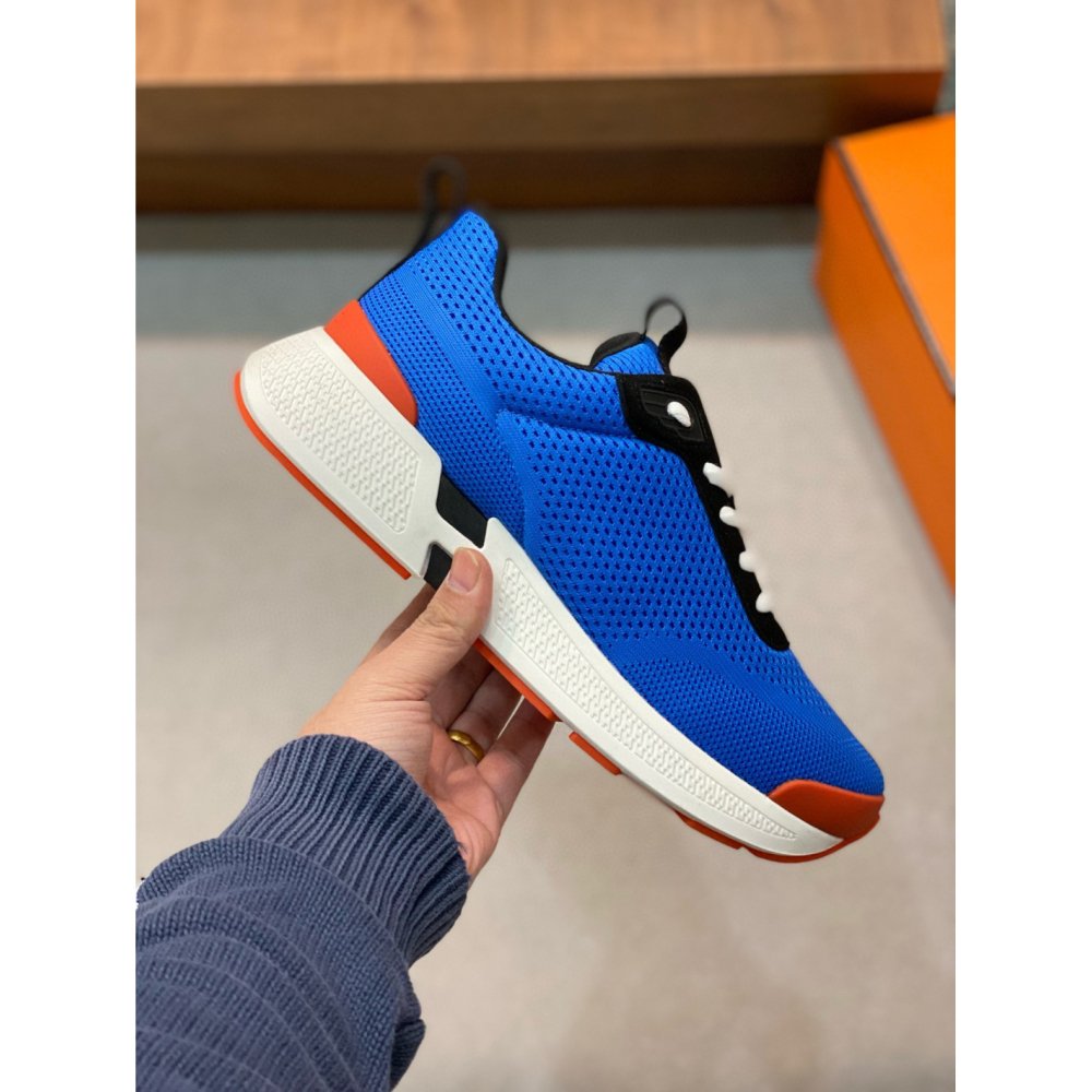 Cheap Reps Hermes Heros Sneakers in Blue Technical Knit