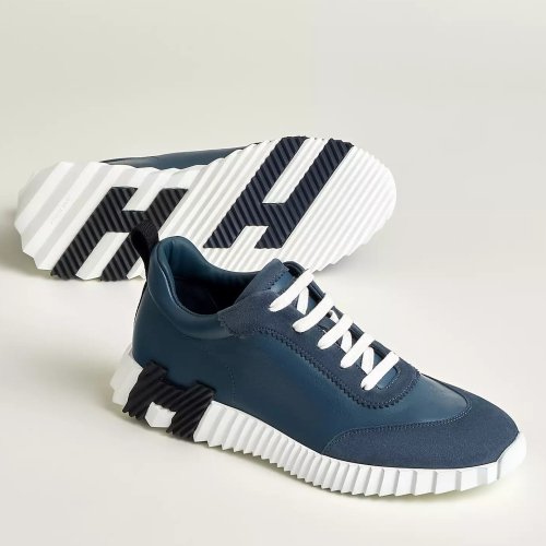 Cheap Reps Hermes Mens Bouncing Sneakers in Blue Leather