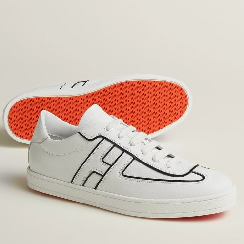Cheap Reps Hermes Boomerang Sneakers In White Epsom Calfskin
