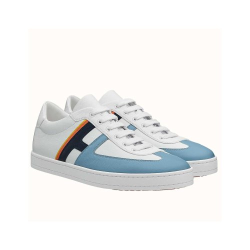 Cheap Reps Hermes Boomerang Sneakers In Multicolore Blue Leather