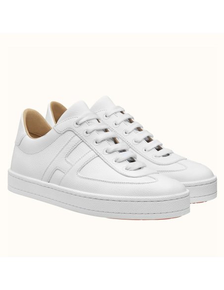 Cheap Reps Hermes Boomerang Sneakers In White Epsom Leather