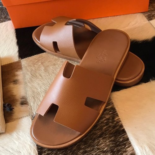Cheap Reps Hermes Mens Izmir Sandals In Gold Epsom Calfskin