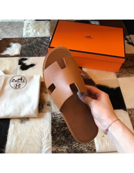 Cheap Reps Hermes Mens Izmir Sandals In Gold Epsom Calfskin