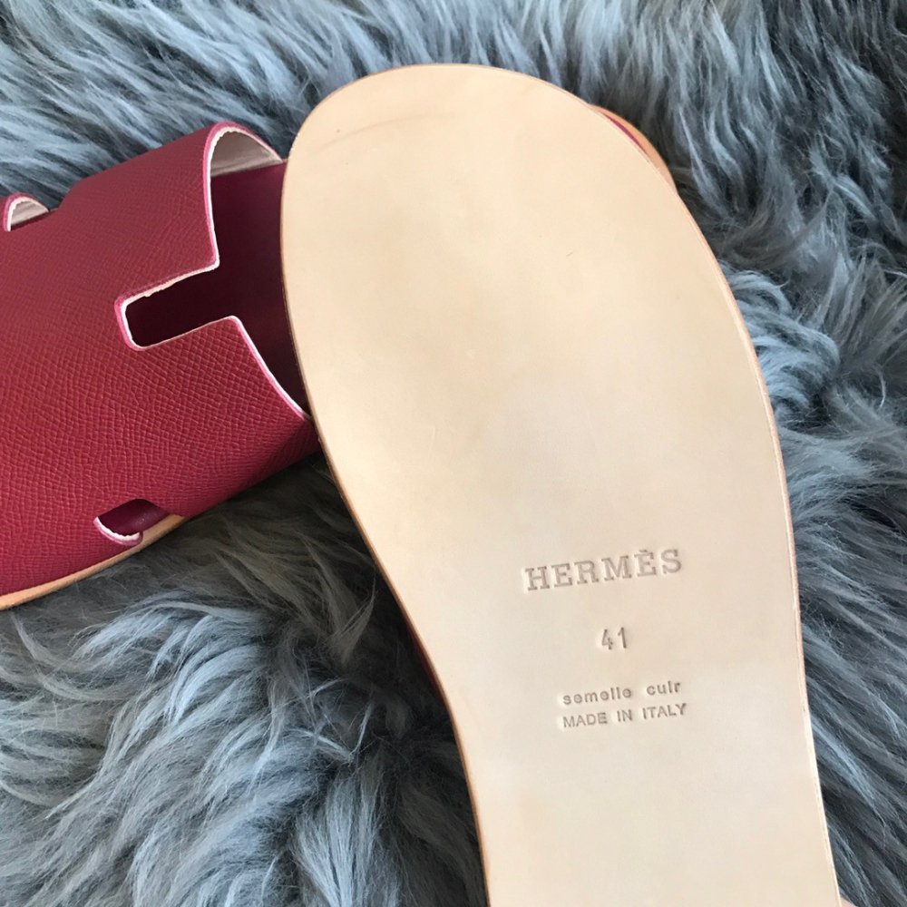 Cheap Reps Hermes Mens Izmir Sandals In Red Epsom Calfskin