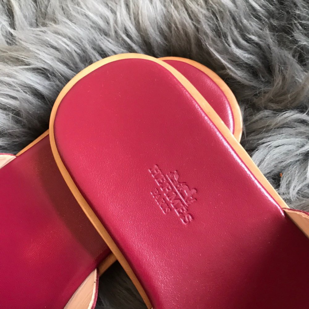 Cheap Reps Hermes Mens Izmir Sandals In Red Epsom Calfskin