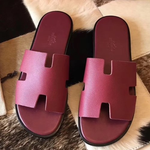 Cheap Reps Hermes Mens Izmir Sandals In Ruby Epsom Calfskin