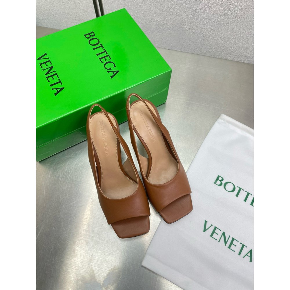 Cheap Reps Bottega Veneta Knot Slingback Sandals 90mm in Brown Lambskin