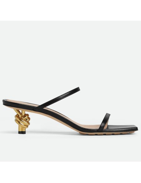 Cheap Reps Bottega Veneta Knot Sandals 45mm in Black Lambskin