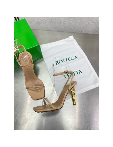 Cheap Reps Bottega Veneta Knot Sandals 90mm in Beige Lambskin