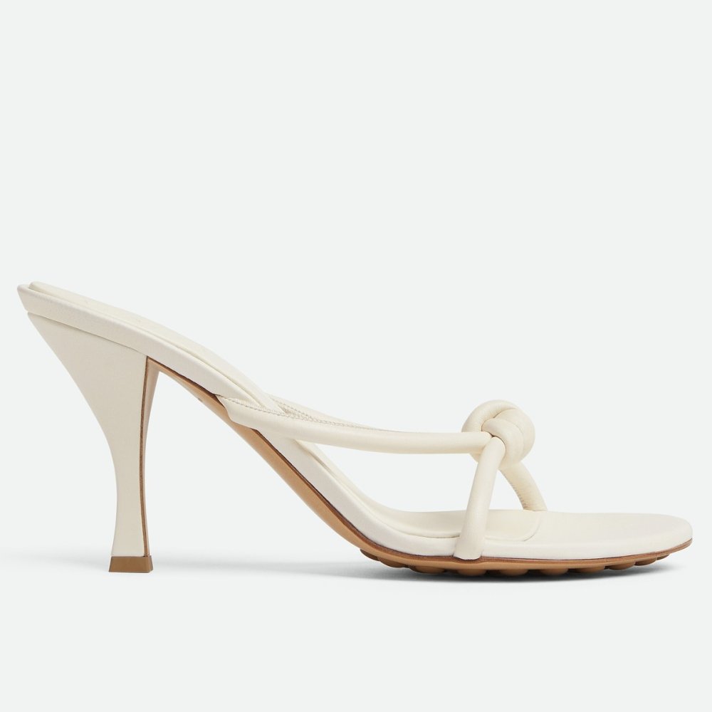 Cheap Reps Bottega Veneta Blink Sandals 80mm in White Lambskin