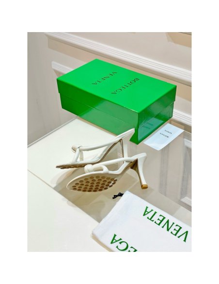 Cheap Reps Bottega Veneta Blink Sandals 80mm in White Lambskin