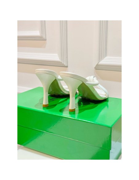 Cheap Reps Bottega Veneta Blink Sandals 80mm in White Lambskin