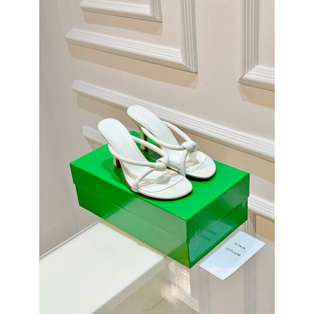 Cheap Reps Bottega Veneta Blink Sandals 80mm in White Lambskin