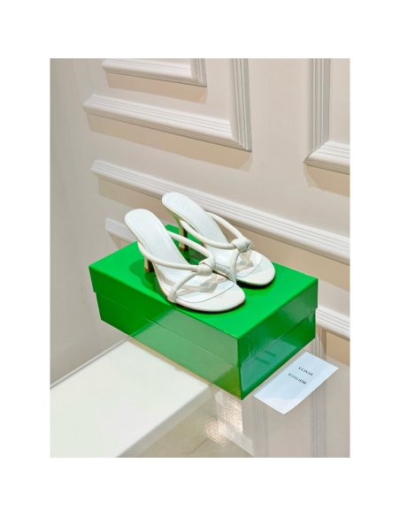 Cheap Reps Bottega Veneta Blink Sandals 80mm in White Lambskin