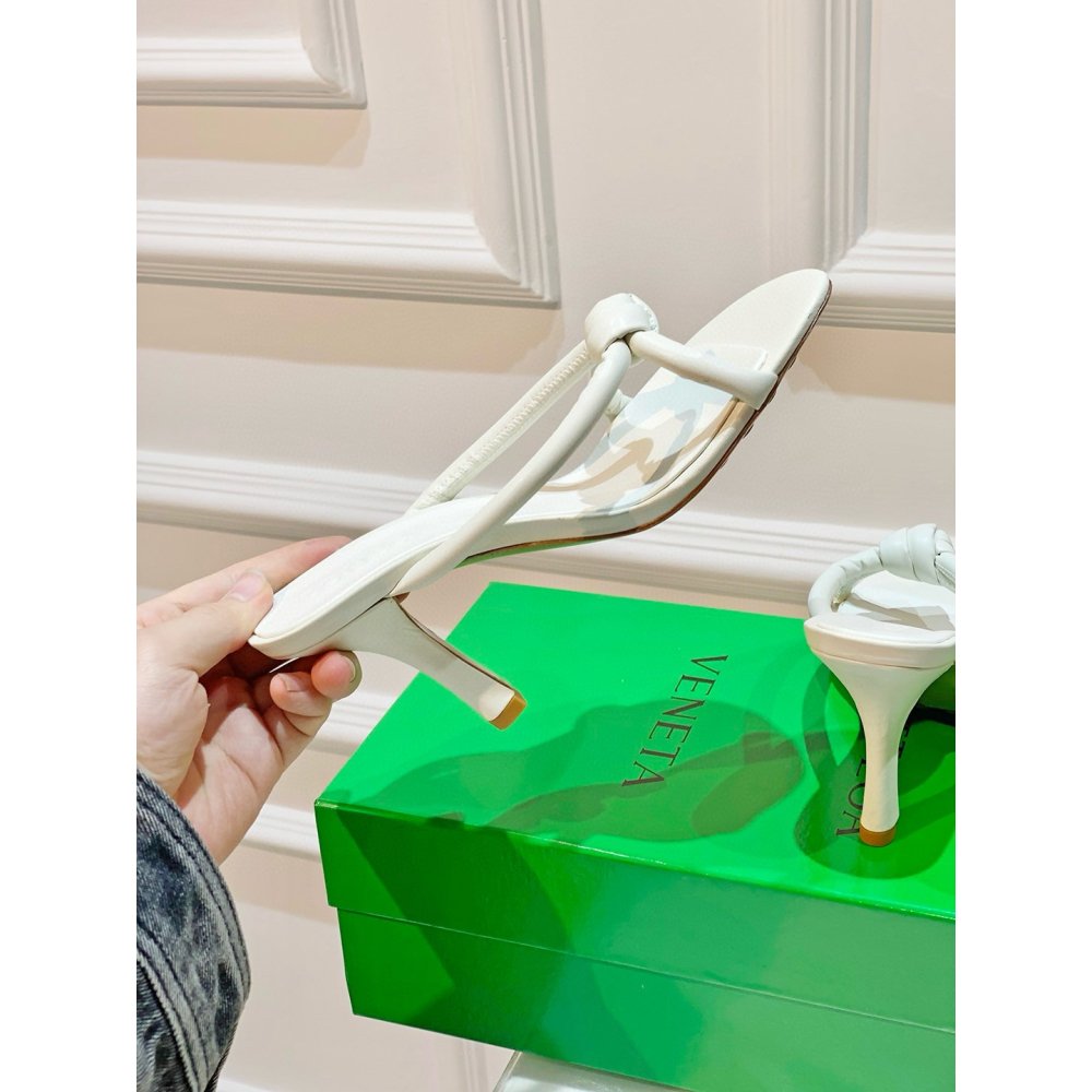 Cheap Reps Bottega Veneta Blink Sandals 80mm in White Lambskin