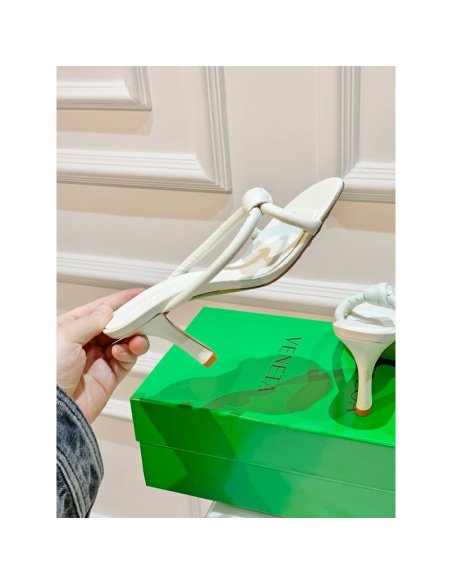 Cheap Reps Bottega Veneta Blink Sandals 80mm in White Lambskin