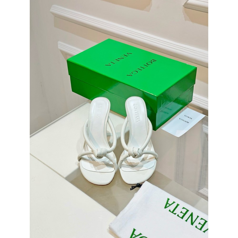 Cheap Reps Bottega Veneta Blink Sandals 80mm in White Lambskin