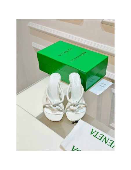 Cheap Reps Bottega Veneta Blink Sandals 80mm in White Lambskin