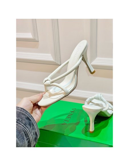 Cheap Reps Bottega Veneta Blink Sandals 80mm in White Lambskin