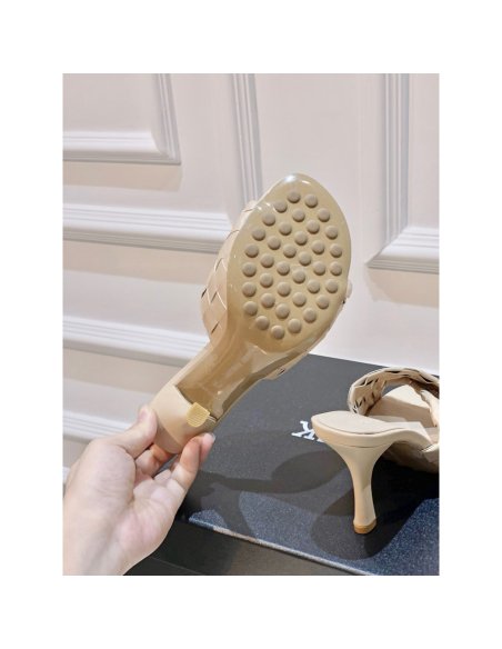 Cheap Reps Bottega Veneta Blink Mules 80mm in Beige Intrecciato Lambskin