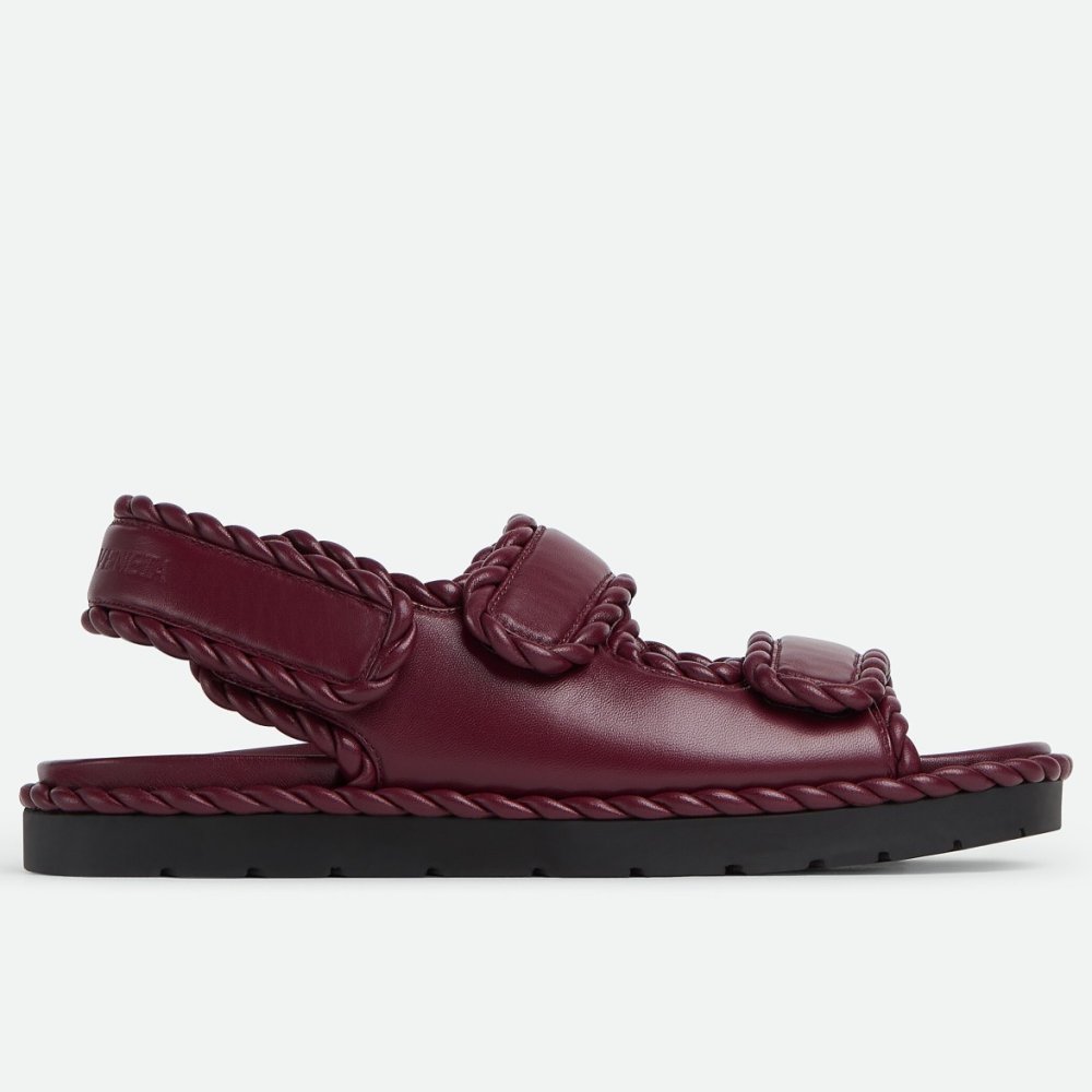 Cheap Reps Bottega Veneta Jack Flat Slingback Sandals in Bordeaux Lambskin