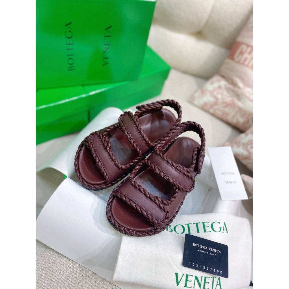 Cheap Reps Bottega Veneta Jack Flat Slingback Sandals in Bordeaux Lambskin