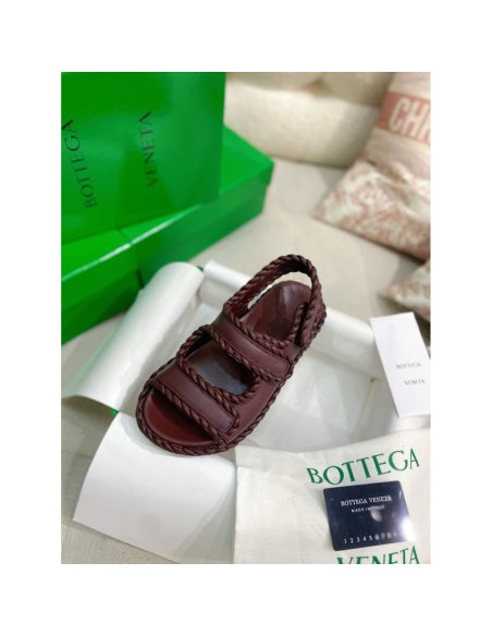 Cheap Reps Bottega Veneta Jack Flat Slingback Sandals in Bordeaux Lambskin