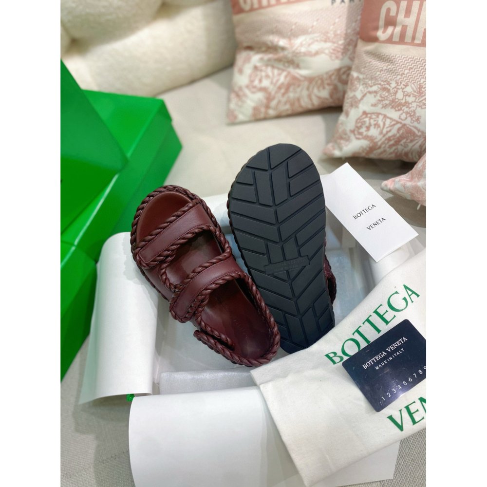 Cheap Reps Bottega Veneta Jack Flat Slingback Sandals in Bordeaux Lambskin