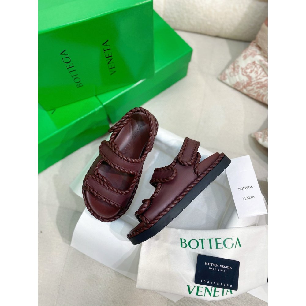 Cheap Reps Bottega Veneta Jack Flat Slingback Sandals in Bordeaux Lambskin