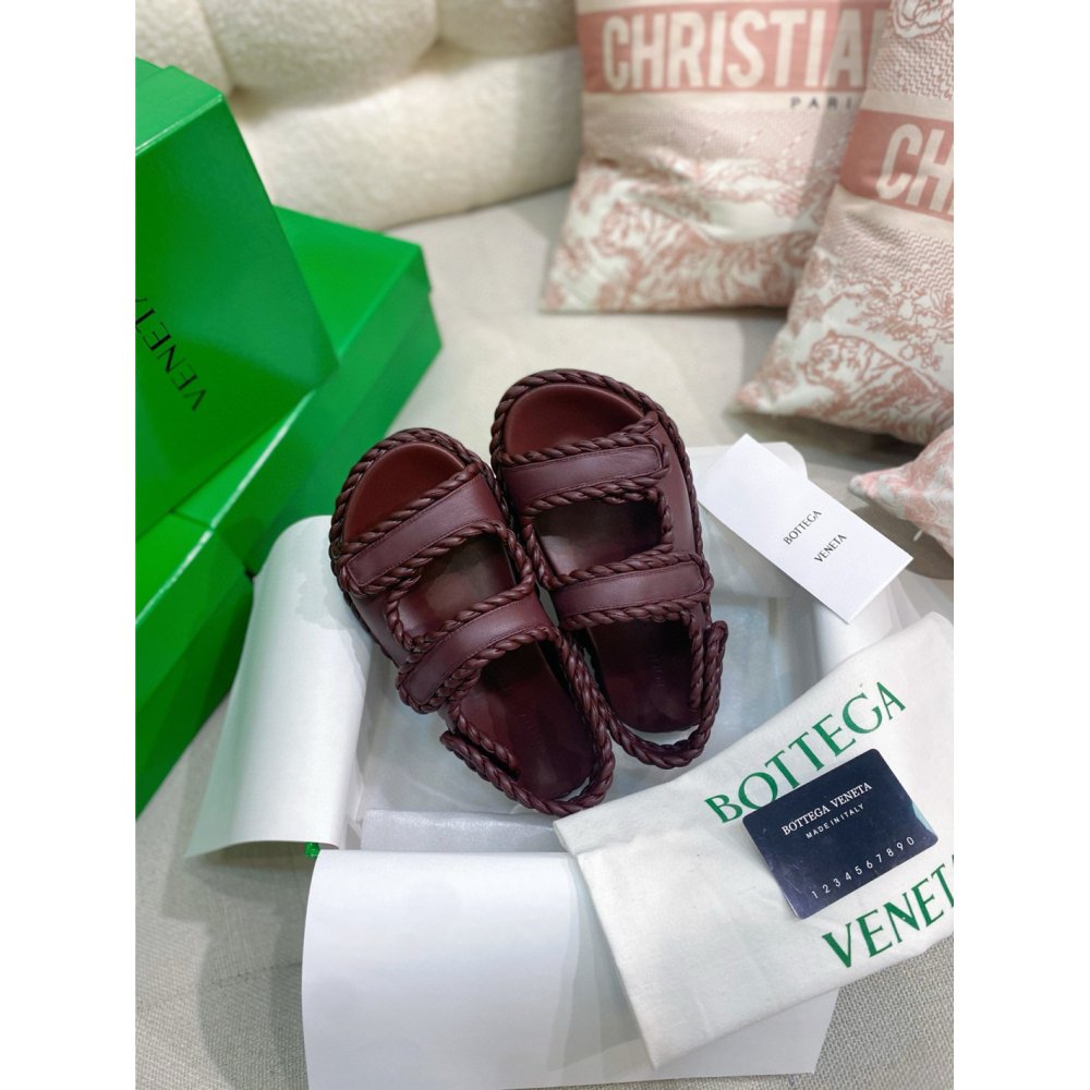 Cheap Reps Bottega Veneta Jack Flat Slingback Sandals in Bordeaux Lambskin