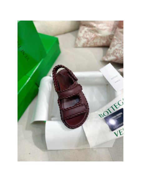 Cheap Reps Bottega Veneta Jack Flat Slingback Sandals in Bordeaux Lambskin