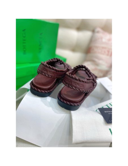 Cheap Reps Bottega Veneta Jack Flat Slingback Sandals in Bordeaux Lambskin