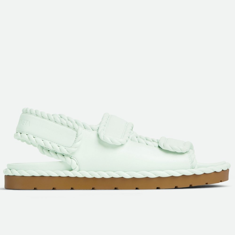 Cheap Reps Bottega Veneta Jack Flat Slingback Sandals in Glacier Lambskin