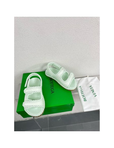 Cheap Reps Bottega Veneta Jack Flat Slingback Sandals in Glacier Lambskin