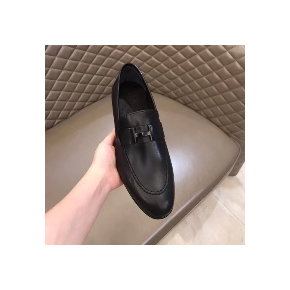 Cheap Reps Hermes Mens Paris Loafers In Black Calfskin