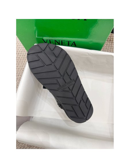 Cheap Reps Bottega Veneta Jack Flat Slingback Sandals in Black Lambskin