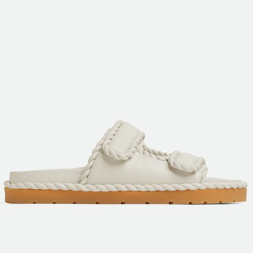 Cheap Reps Bottega Veneta Jack Flat Slides in White Lambskin