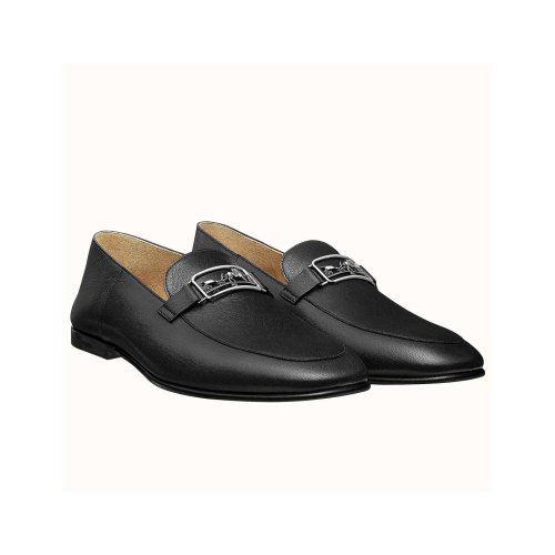 Cheap Reps Hermes Mens Tenor Loafers In Black Calfskin