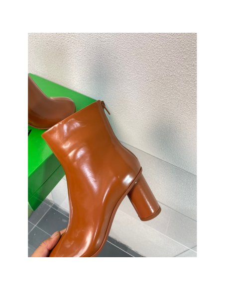 Cheap Reps Bottega Veneta Atomic Ankle Boots In Brown Lambskin