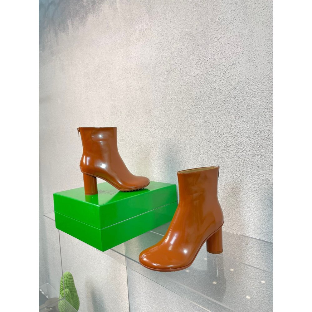 Cheap Reps Bottega Veneta Atomic Ankle Boots In Brown Lambskin