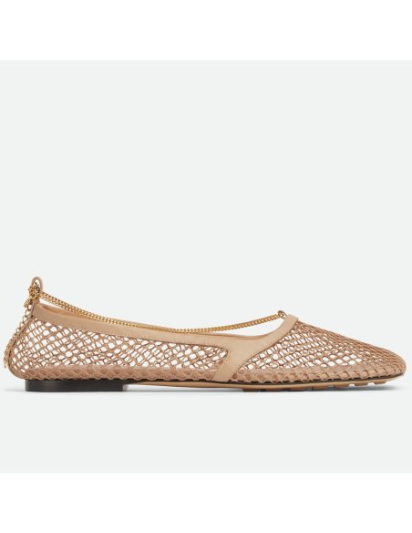 Cheap Reps Bottega Veneta Stretch Ballerina Flats In Beige Mesh