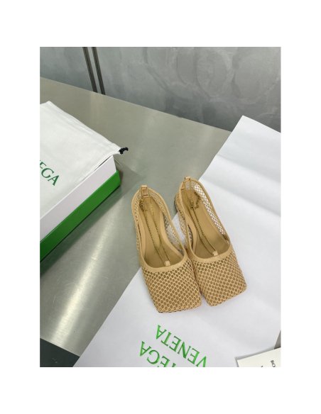 Cheap Reps Bottega Veneta Stretch Ballerina Flats In Beige Mesh