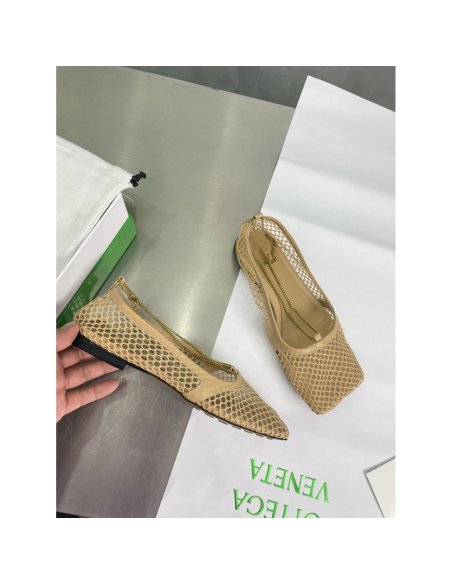 Cheap Reps Bottega Veneta Stretch Ballerina Flats In Beige Mesh