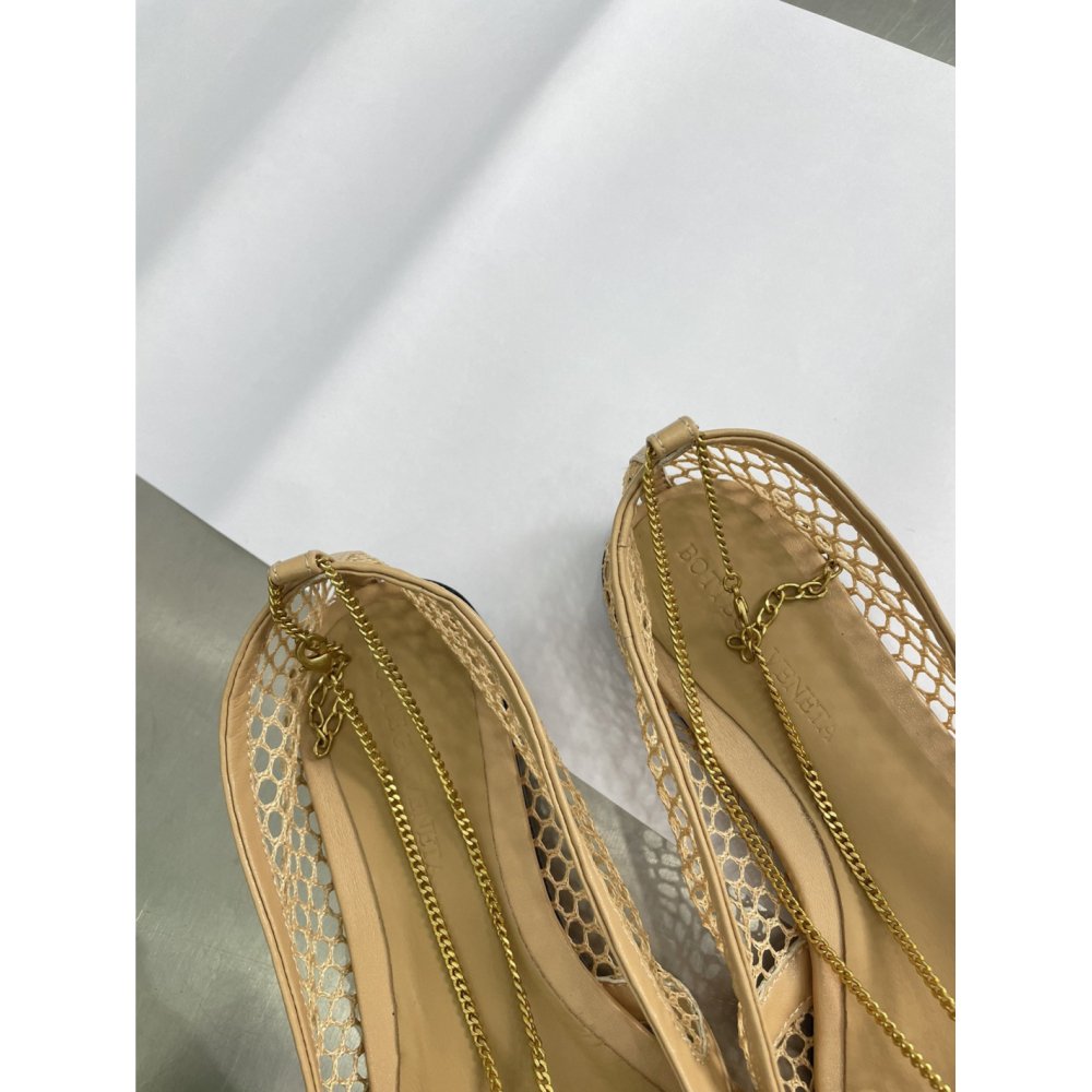 Cheap Reps Bottega Veneta Stretch Ballerina Flats In Beige Mesh