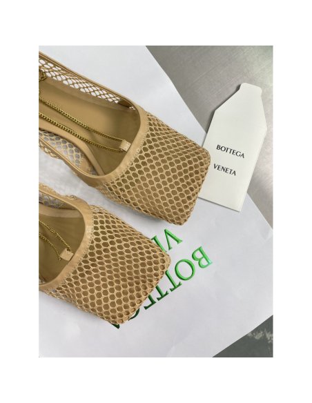 Cheap Reps Bottega Veneta Stretch Ballerina Flats In Beige Mesh