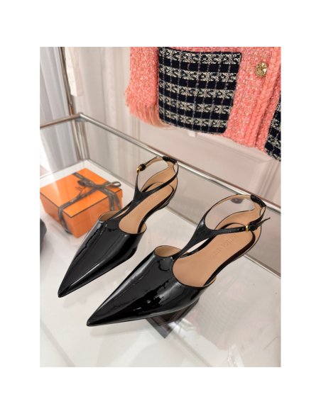 Cheap Reps Bottega Veneta Rocket T-Bar Ballerina Flats In Black Patent Leather