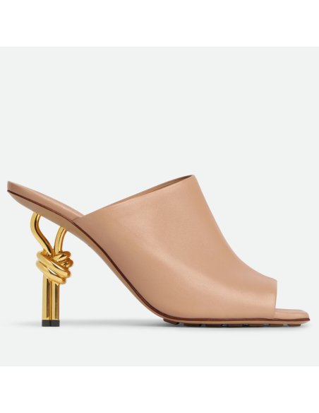 Cheap Reps Bottega Veneta Knot Mules 90mm In Beige Lambskin