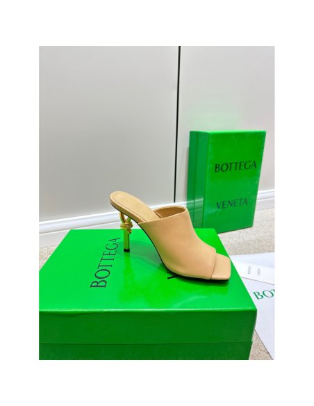 Cheap Reps Bottega Veneta Knot Mules 90mm In Beige Lambskin