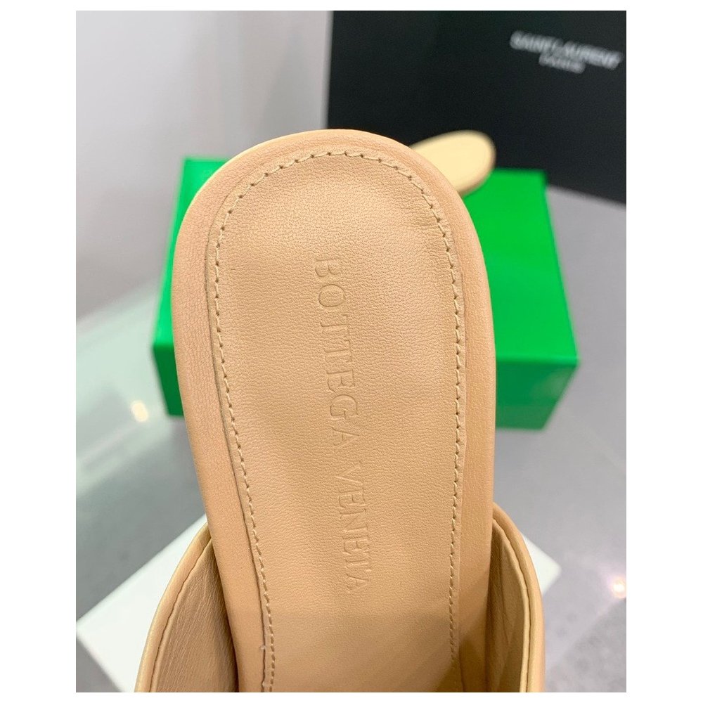 Cheap Reps Bottega Veneta Knot Mules 90mm In Beige Lambskin